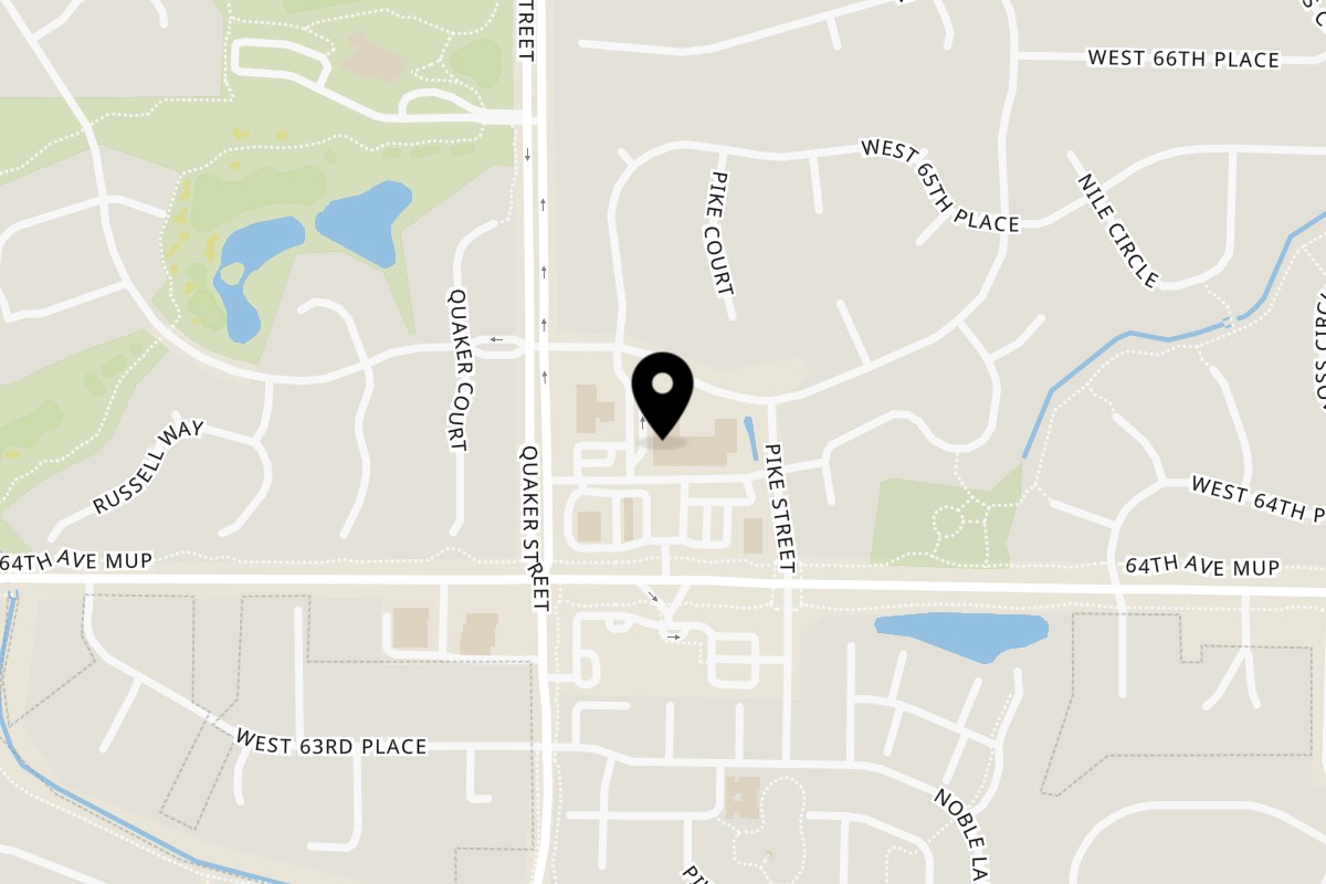 Map showing the location of Tikka Masala Indian Cuisine on 16255 W 64th Ave Unit 6 in Arvada
